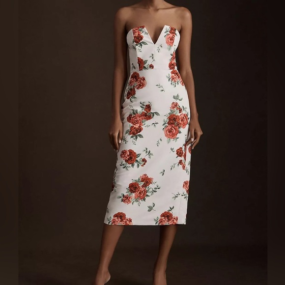 Sachin & BabiNora Rose Notch-Neck Taffeta Midi Dress